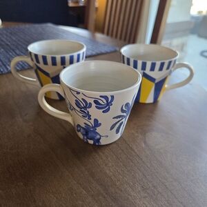 Set Of 3 Nicobar Stoneware Sinar Mugs Hold Just Under 6oz